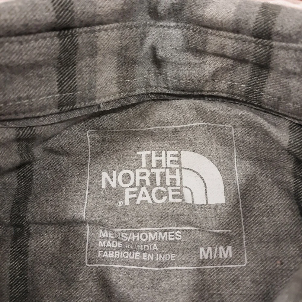The North Face Flannel Shirt Mens Medium Cotton Gray Outdoor Hiking Travel